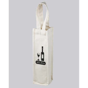 Sac à vin en toile blanche naturelle pour décorations de mariage, personnalisable avec impression de votre logo - Product Image 1