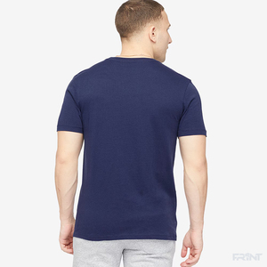 Camiseta de lona de manga corta cómoda informal de algodón azul marino para hombre - Product Image 3