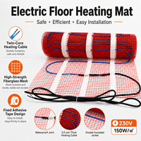 Tapis chauffant électrique sous carrelage 150W/ ㎡   Système de chauffage par le sol imperméable pour salle de bain et cuisine, sol chauffant 230V