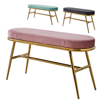 Pouf de salon, tabouret de cuisine, repose-pieds, chaise ottoman, pouf en velours rose, tabourets modernes avec structure en fer