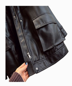 Costume de printemps à la mode, col rabattu, bouton d'affaires, OEM, personnalisé, veste en cuir pour femmes, en peau de mouton, costume pour dames, ensemble pour femmes - Product Image 3