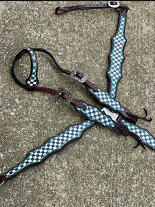 Cabecera de cuero occidental de primera calidad con diseño floral hecho a mano para caballos para entrenamiento y espectáculos de proveedor indio - Product Image 5