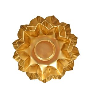 Brass Urli Bowl with Tealight <b>Candle</b> Holders for Diwali Festive Decoration Crafted from durable metal with a polished finished - Product Image 2