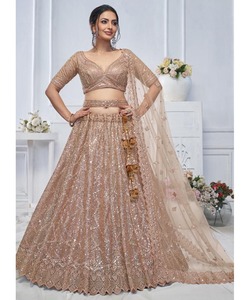 knee length dresses for ladies Nesavu Dress Lacha Girls Beige Kora Silk Cotton Lehenga Choli Peacock  Embroidery Dupatta  The Nesavu