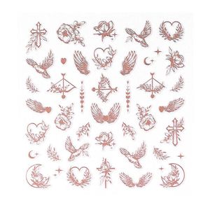 GLOSSYBLOSSOM Botanic Bliss 2D Nail Art Decal autoadhesivo Floret decoración Deco pegatina Golden Rose 69032 para uñas - Product Image 1