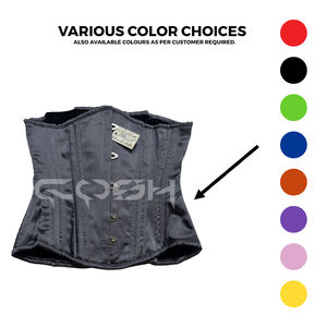 Fabricant en gros sur mesure de corsets amincissants en satin gris sous le buste avec armatures en acier et dos ajustable à lacets - Product Image 3