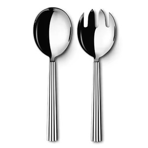 Stainless Steel Silver <b>Salad</b> <b>Server</b> Set with Unique Black Shade Lining Handle Design High Quality Cutlery for Restaurant - Product Image 1