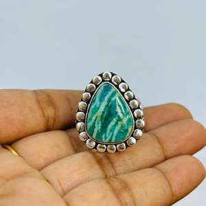 แหวนแต่งงานจาก925เงินสเตอร์ลิงลายอเมซอนไนต์รูปลูกแพร์โมอิสซาไนต์สำหรับงานปาร์ตี้ - Product Image 3