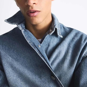 Veste en jean vintage à col montant pour homme, streetwear tendance, respirante, manches régulières, vente en gros - Product Image 3