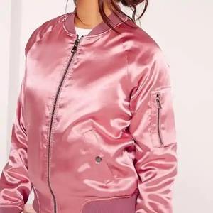 OEM Custom Made Ladies Stylish <b>Pink</b> Satin <b>Jacket</b> Fashionable Bomber Wear Winter Collection Cheap Price Women's <b>Jacket</b> Zipper - Product Image 4