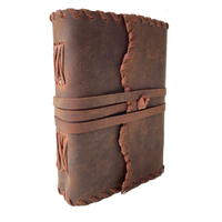 Journal relié en cuir souple brun vintage avec fermeture à boucle antique, fait à la main, cadeau, carnet, papier à bords festonnés, reliure cousue