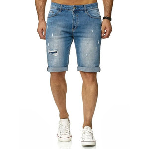 2025 Venta al por mayor de verano High Street Baggy Jean Shorts Logotipo personalizado Premium Color sólido Pantalones cortos de mezclilla para hombres - Product Image 4