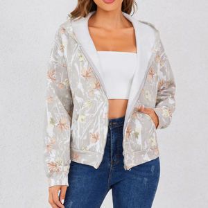 High Quality Terry Oversized 300gsm Hoodie Blank Unisex Cropped <b>Turtleneck</b> Zipper-up Short Hodies <b>for</b> <b>Woman</b> - Product Image 3