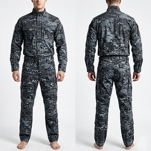 Uniforme Táctico para Hombre, 220 GSM, Ripstop, Polialgodón, Azul Grisáceo, Camuflaje, Camisa con Cierre de Cremallera, Pantalones Cargo, Logotipo Bordado Personalizado - Product Image 3