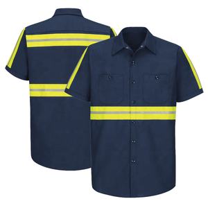 Summer Cotton Industrial Work Wear Enhanced Visibility Safety <b>Workshirt</b> Comfortable Workwear for Outdoor Work <b>Men's</b> Custom Brand - Product Image 2