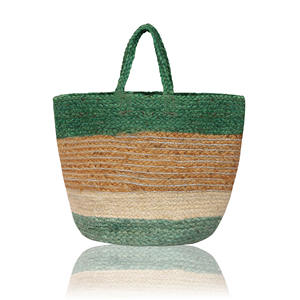 Sac fourre-tout en jute Tyntra en forme de seau, taille personnalisée, grand, vert beige, sac de plage, sac de shopping, avec poignée longue pour l'épaule - Product Image 4