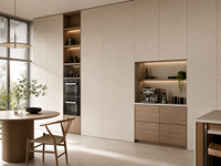 Panneau mural SPC WYRAX en texture grès pour cuisine contemporaine, résistant à l'humidité, pour la décoration murale