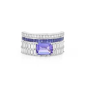 Bague de fiançailles en platine avec zircon ovale et placage en rhodium - Product Image 1