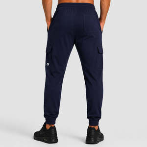 Slimvault <b>Joggers</b> (<b>Navy</b>) Regular Fit 100% Cotton Customizable Logo Zippers Pleats Decor XL Size Straight Pattern High Mid Long - Product Image 3