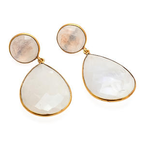 Boucles d'oreilles en argent Sterling 925 avec pierre de lune arc-en-ciel et forme ronde, nouvel arrivage - Product Image 1