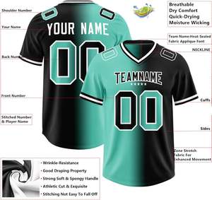 Camiseta atlética de fútbol americano diseñada para deportes competitivos, personalizada para equipos con tela OEM e impresión de logotipo - Product Image 3