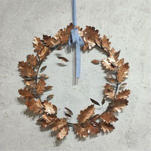 Luxury Metal Christmas <b>Wreath</b> Fall <b>Decoration</b> Artificial Copper Leaf Wall Art Wholesale Festive Door <b>Wreath</b> for Home and Wedding - Product Image 6