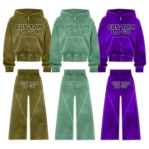 Conjunto de chándal de dos piezas Unisex de alta calidad de calidad superior personalizado ropa de calle sólida de invierno impermeable a prueba de viento - Product Image 3