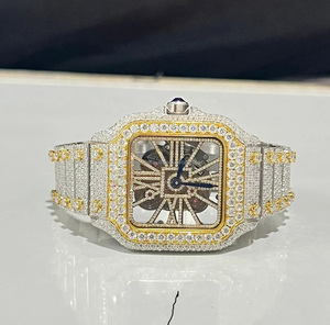 VVS Lab Diamond Watch Lujo Personalizar Hip Hop Skeleton relojes Reloj mecánico con oro amarillo correa de acero inoxidable CVD - Product Image 2