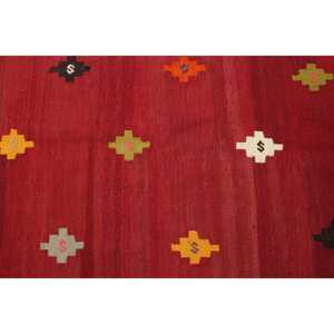 Turkish Vintage <b>Wool</b> Rug 5.3x8 ft Patchwork Design with Red/<b>Yellow</b> Plants & Trees Latex Backing - Product Image 3
