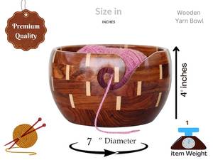 Cuenco de hilo de madera conjunto para tejer soporte para mantener el hilo enredado libre cuenco de tejer hecho a mano para tejedora - Product Image 5