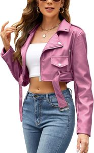 Buen material Precio asequible Diseño profesional Color elegante para chaquetas de cuero recortadas para mujer - Product Image 2