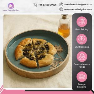 ถาดเสิร์ฟทรงกลมพิมพ์ลายไม้มะม่วงสำหรับร้านอาหารโรงแรมและบ้าน - Product Image 2