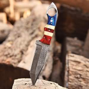 มีดล่าสัตว์คุณภาพพรีเมียม ใบมีดเหล็กดามัสกัส ทรงแทงโต้ ด้ามจับแข็งแรง รองรับ OEM พร้อมปลอกหนังสำหรับกิจกรรมกลางแจ้ง แคมป์ปิ้ง และเอาตัวรอด 3 - Product Image 3