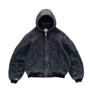Sudaderas con capucha con cremallera personalizadas para hombres lavadas con ácido de alta calidad 100% algodón manga térmica superventas tela suave cómoda - Product Image 1
