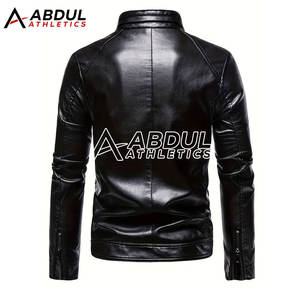 Chaqueta de Cuero para Hombre con Cierre de Cremallera y Cuello Alto para Uso Casual y Urbano, Chaqueta de Invierno para Hombre - Product Image 2