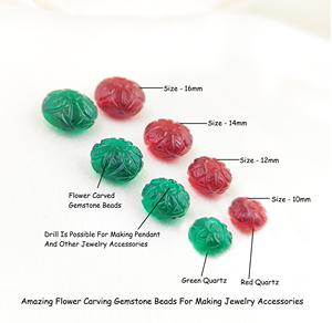 ลูกปัดหินควอตซ์สีแดงทรงรอนเดลล์และทรงเมลอน สำหรับทำเครื่องประดับ วัสดุหินแกะสลักลายดอกไม้ ขายส่ง - Product Image 2