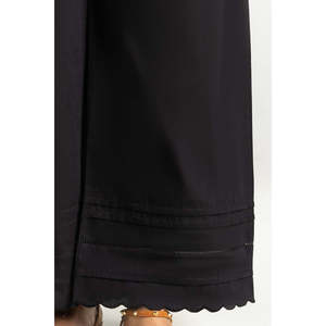 Pantalon large décontracté noir en cambric orné pour femme, en tissu crêpe respirant, taille haute/basse/moyenne, tailles XL - Product Image 2