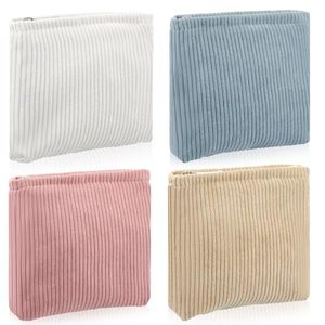 Sacs de maquillage en velours côtelé personnalisés en gros avec logo imprimé, fermeture éclair, légers et portables pour femmes - Product Image 1