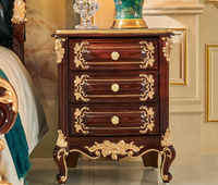 B22 # Ensemble de meubles de chambre à coucher en cuir antique de luxe européen, cadre en chêne massif français, sculpté à la main, lit réglable durable et confortable