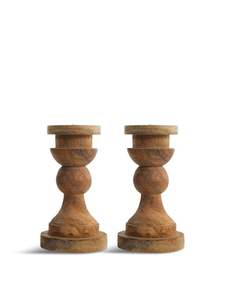 Candelabro de madera simple sin terminar hecho a mano Vintage decoración del hogar candelabro de madera pulida - Product Image 4