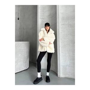Cappotto in tessuto con cerniera di agnello da donna Premium - Product Image 4