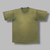 Camiseta de hombre estilo urbano retro 2025 con efecto desgastado por el sol, cuello redondo, lavado ácido, personalizada, vintage, 100% algodón, tejido ligero con letras