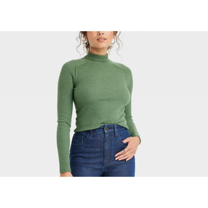 Maglione Verde da Donna a Collo Alto a Costine, Traspirante e Confortevole, Taglia S Universale, Stampa Casual Autunno Inverno, per Ragazze e Signore - Product Image 2