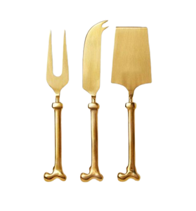 Juego de cubiertos Mango de diseñador Juego de queso de metal dorado Mesa Utensilios de cocina para el hogar Estilo único Mango decorativo Queso - Product Image 4