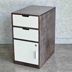 Stainless Steel Desk Side Cabinet 40x60x73cm Rubber Wood Office Organizer TCN68052 for Living Room Use - Product Image 2