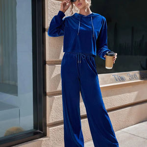 Conjunto de sudadera deportiva de terciopelo personalizada para mujer, Sudadera con capucha de promoción para entrenamiento de gimnasio en invierno, envío aéreo - Product Image 1