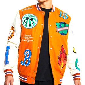 Chaqueta acolchada de invierno de alta calidad 100% para hombre, tela Premium, diseño universitario de Letterman, estilo clásico, sin cuello, precios competitivos - Product Image 1
