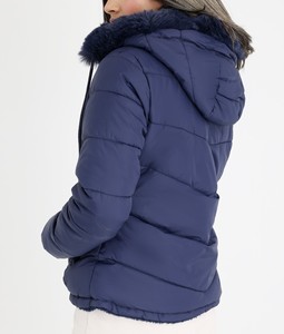 Veste d'hiver matelassée pour femme, de haute qualité, tricotée, écologique, imperméable, coupe-vent, capuche en fourrure, fermeture éclair décontractée, longueur longue - Product Image 2