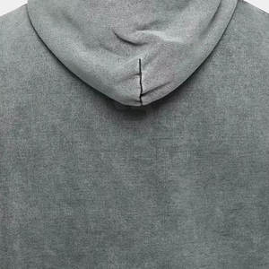 Sweat à capuche délavé à l'acide pour hommes avec un look simple et un cordon de serrage réglable Streetwear Cotton Blended Acid Wash Hoodie - Product Image 5