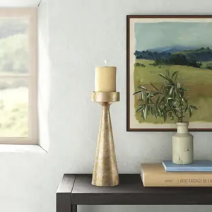 Bougeoir moderne en aluminium doré, design effilé, décoration de maison élégante, centre de table pour mariage, bougeoir - Product Image 3